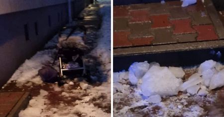 Częstochowa. Bryła lodu spadła prosto na ojca z dzieckiem w wózku