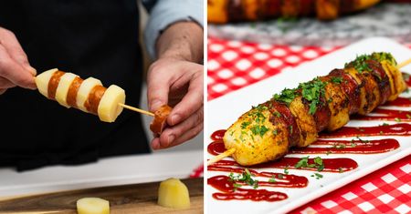 Kiełbaskowe szaszłyki z dodatkiem ziemniaków robię na każdym grillu. Nikt nie narzeka