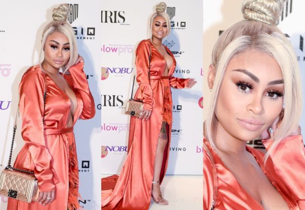 Półnaga Blac Chyna w pomarańczowym szlafroku