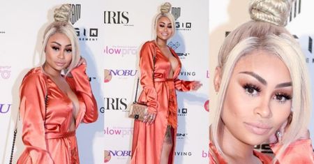 Półnaga Blac Chyna w pomarańczowym szlafroku