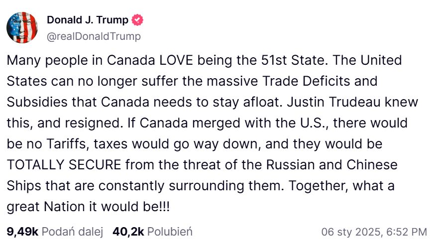 A post by Donald Trump on social media
