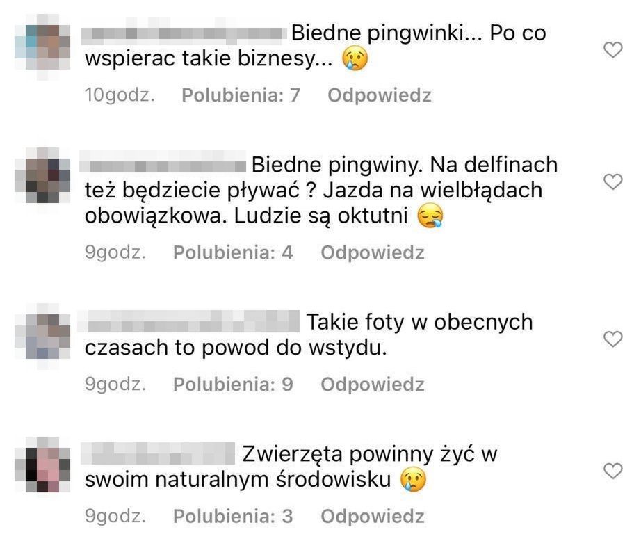 Komentarze pod postem Marceli Leszczak na Instagramie 