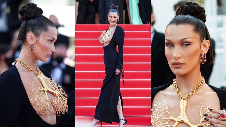 Bella Hadid paraduje po czerwonym dywanie w naszyjniku imitującym płuca 