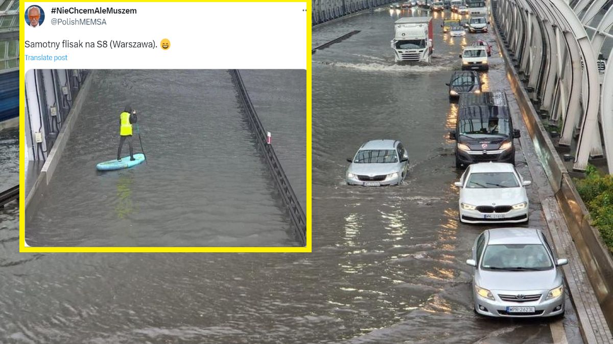 Nie mógł przejechać, a więc... postanowił przepłynąć