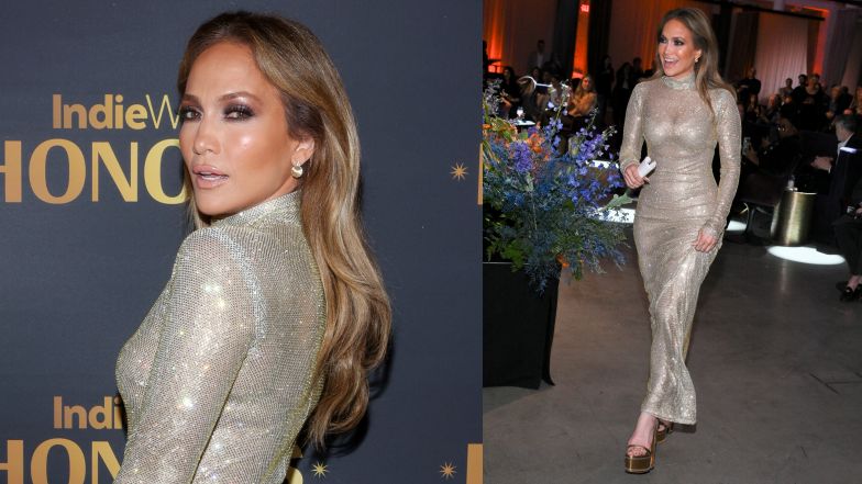 Jennifer Lopez promienieje w złotej sukni na rozdaniu nagród filmowych