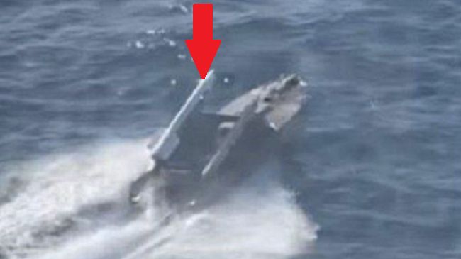 Dron Magura V5 z widocznym pociskiem powietrze-powietrze R-73 Wympieł.