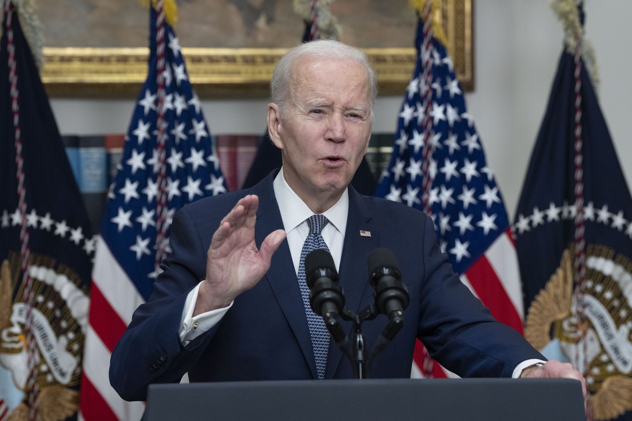 United States President Joe Biden delivers remarks on the United States banking system after the collapse of Silicon Valley Bank (SVB), at the White House in Washington, DC, USA, 13 March 2023. EPA/Chris Kleponis / POOL Dostawca: PAP/EPA.