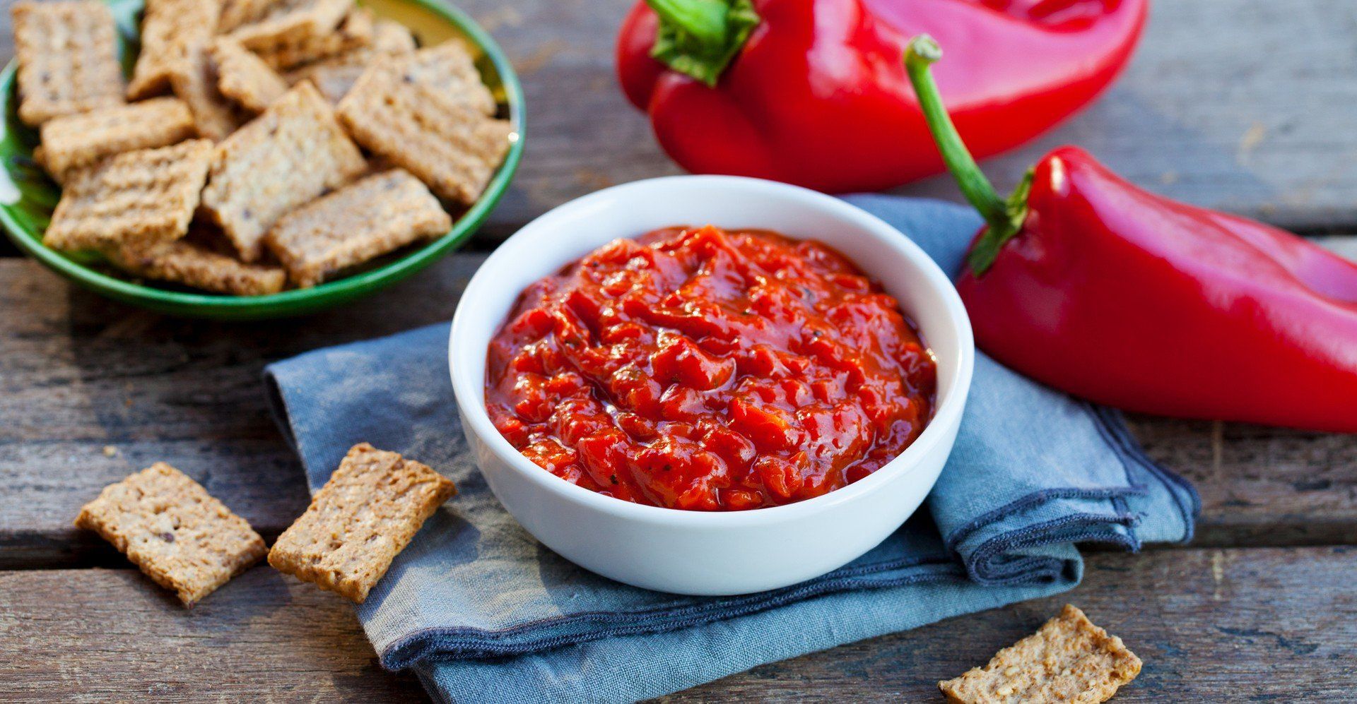 Vegetable relish, chutney, lutenica, pindjur. Traditional Balkan food. Close up.
