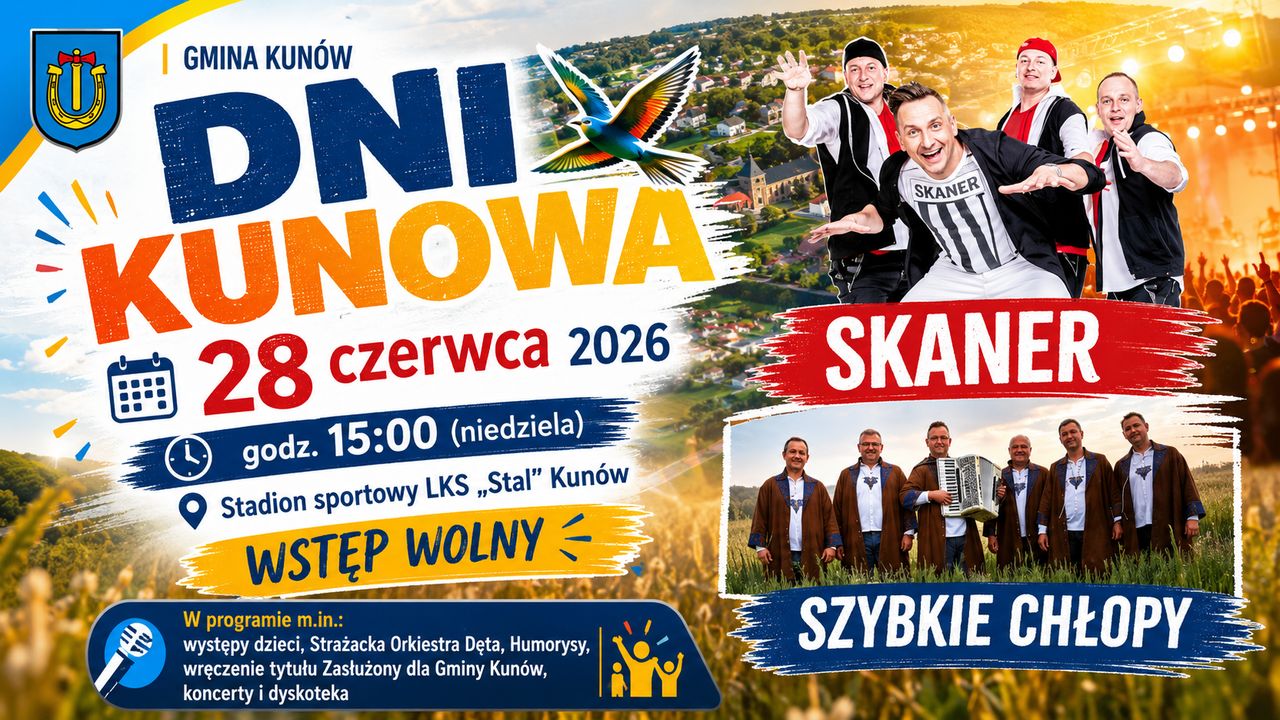 Dni Kunowa 2026. Skaner i Szybkie Chłopy wystąpią na stadionie LKS "Stal"