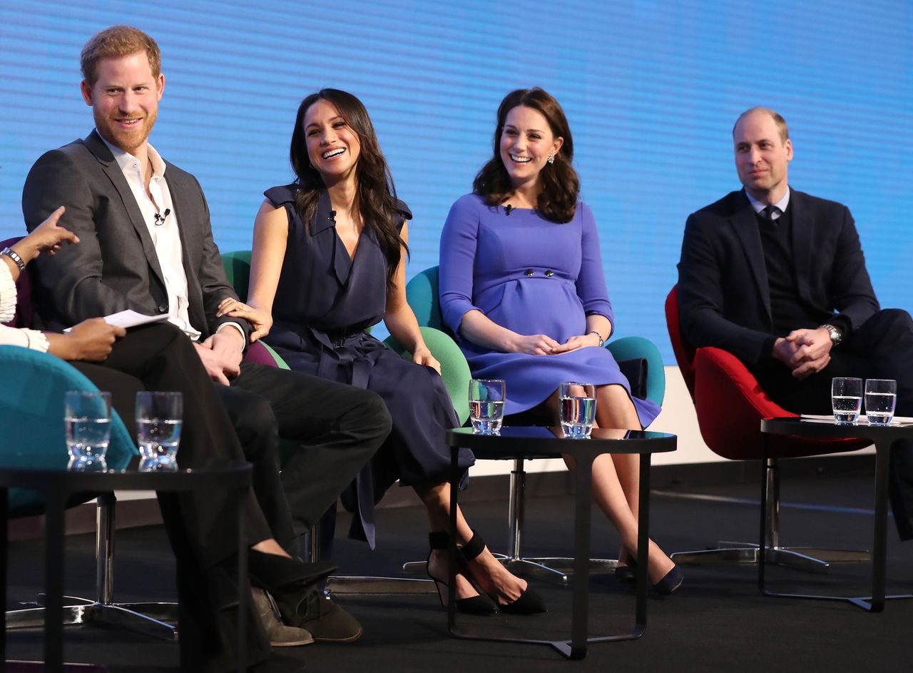 Książę Harry, Meghan Markle, księżna Kate i książę William podczas Royal Foundation Forum 2018