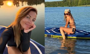 Wczasowiczka Katarzyna Glinka eksponuje opalone ciało na SUP-ie! Dacie wiarę, że ma 49 lat? (ZDJĘCIA)