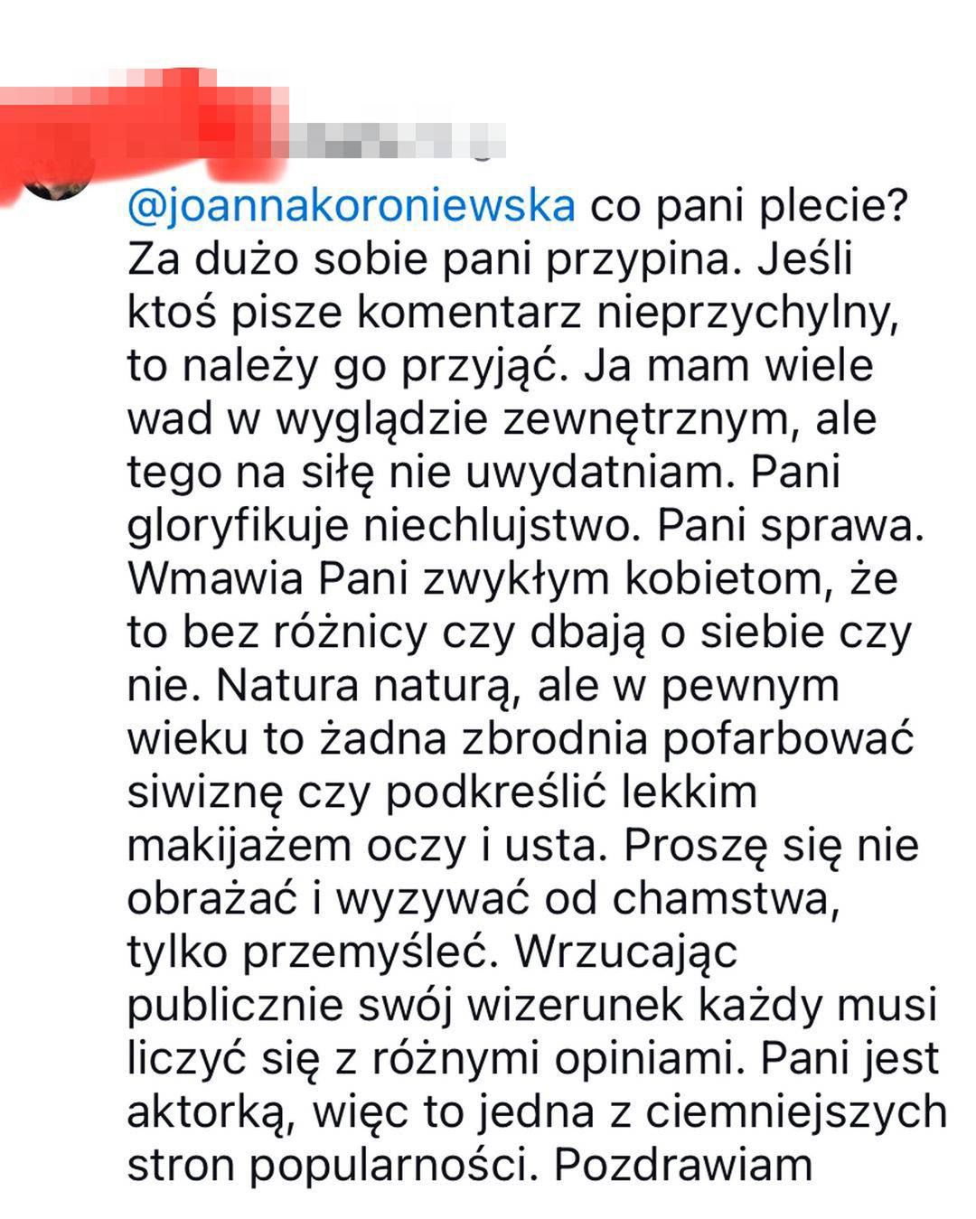 Joanna Koroniewska pokazała komentarze hejterów