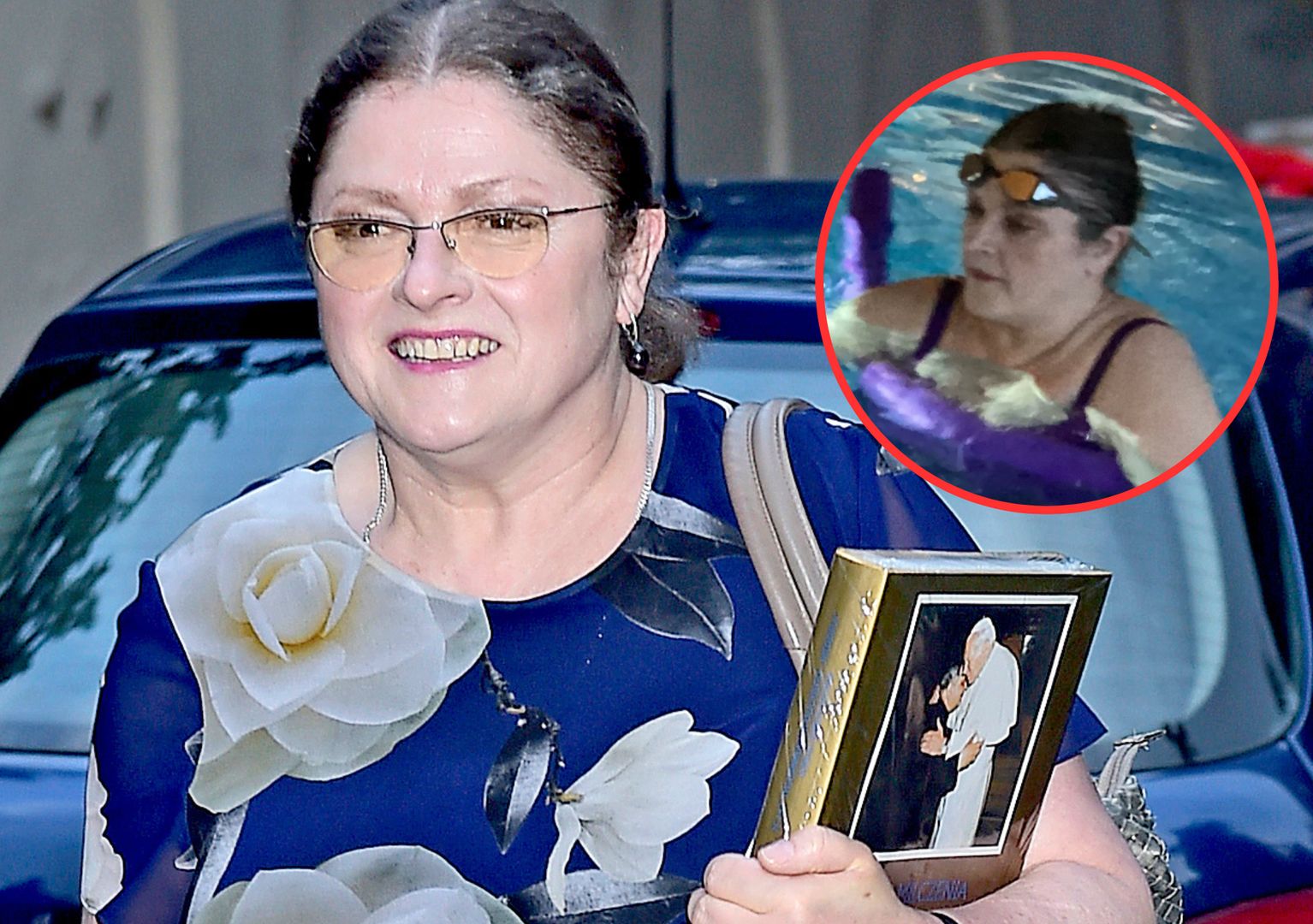 Krystyna Pawłowicz uczy się pływać.