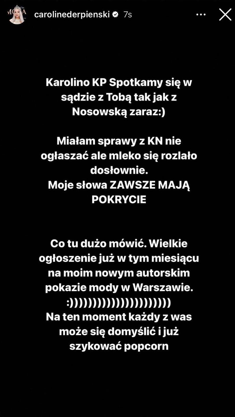 Caroline Derpienski odpowiada Karolinie Korwin Piotrowskiej