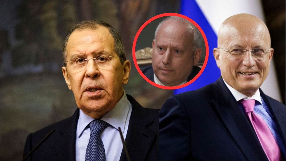 Od lewej: Siergiej Ławrow, Steve Rosenberg, Siergiej Karaganow