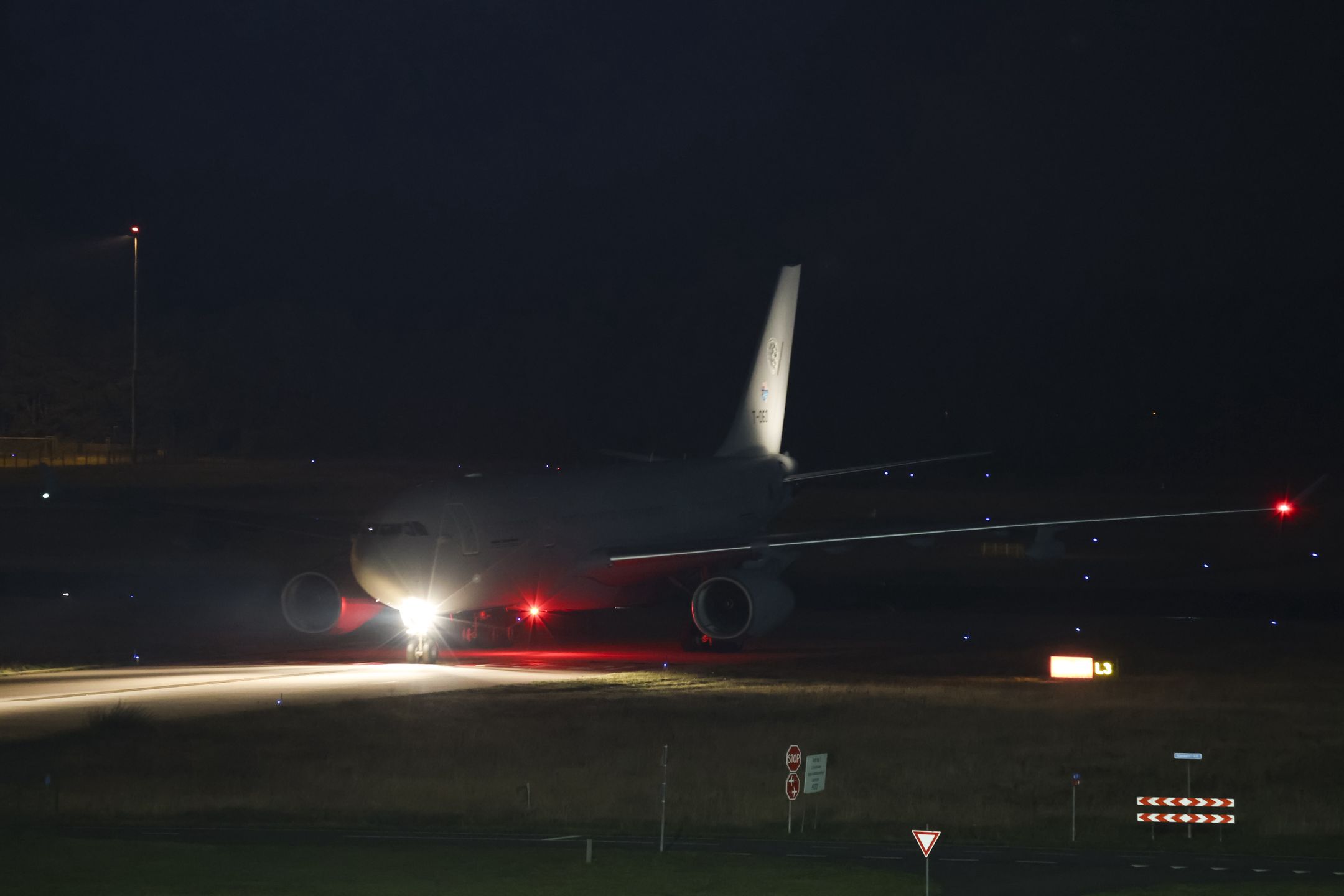 Evacuees land in Eindhoven, Netherlands, on October 4, 2024, from the Middle East. The first repatriation flight from Beirut includes around 100 Dutch citizens, 55 Belgians, Irish, and others among the 185 people who arrive after registering at the Dutch Embassy. The evacuation flight arrives at Eindhoven Air Base from Lebanon as the Military of Israel strikes Hezbollah locations in the country. The Ministry of Foreign Affairs of the Netherlands organizes the flight, and the airplane used is a NATO Airbus A330 MRTT Multi Role Tanker with registration tail number T-060. (Photo by Gene Medi/NurPhoto via Getty Images)