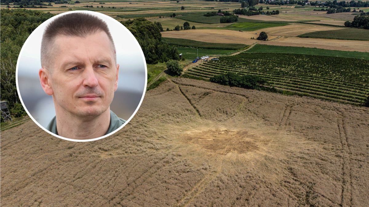 Na zdj. gen. Ireneusz Nowak i miejsce upadku rosyjskiej rakiety