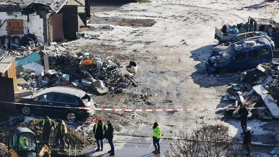 Śląskie. Eksplozja w Sosnowcu zniszczyła m.in. cztery murowane garaże.