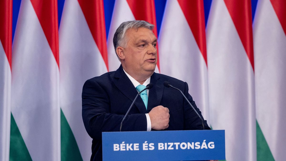 BUDAPEST, HUNGARY - FEBRUARY 18: Hungary's Prime Minister Viktor Orban delivers his annual State of the Nation speech on February 18, 2023 in Budapest, Hungary. (Photo by Janos Kummer/Getty Images)
