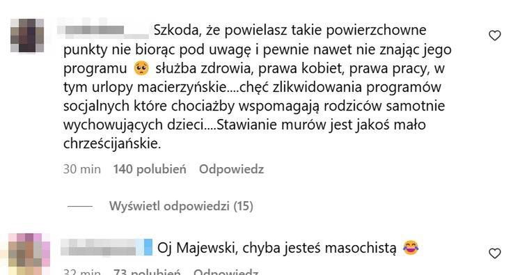 Komentarze pod wpisem Majewskiego 