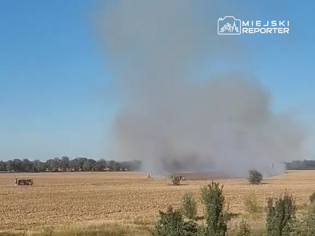 Pruszków: Pożar ścierniska pod miastem gasiło 9 zastępów straży pożarnej