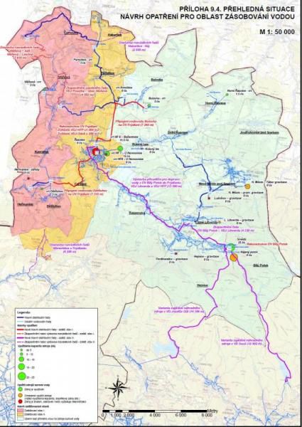 Kopalnia Turów. Mapa opracowana przez Czechów. Na żółto i różowo zaznaczono tereny po stronie czeskiej zagrożone utratą dostępu do wody (źródło: Urząd Miasta Frýdlant)