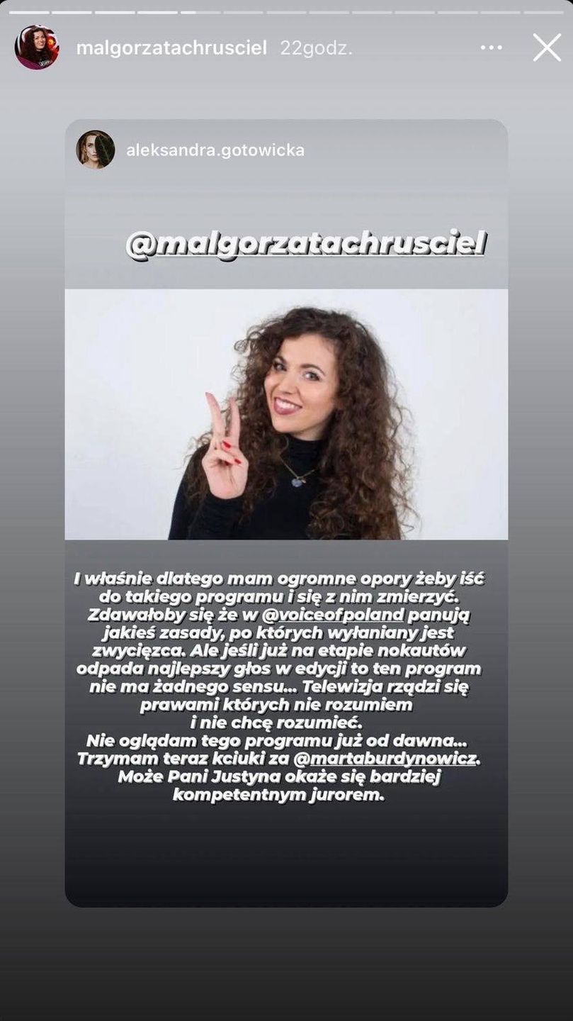 Uczestniczka "The Voice of Poland" udostępnia wymowne wpisy