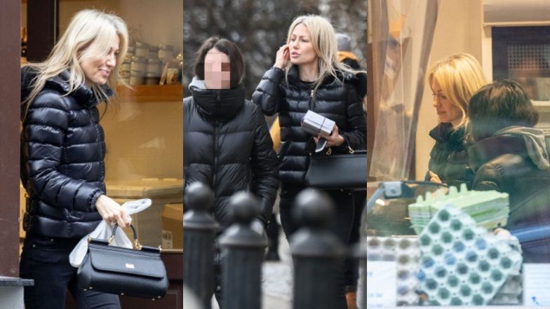 Magdalena Ogórek z córką na mieście