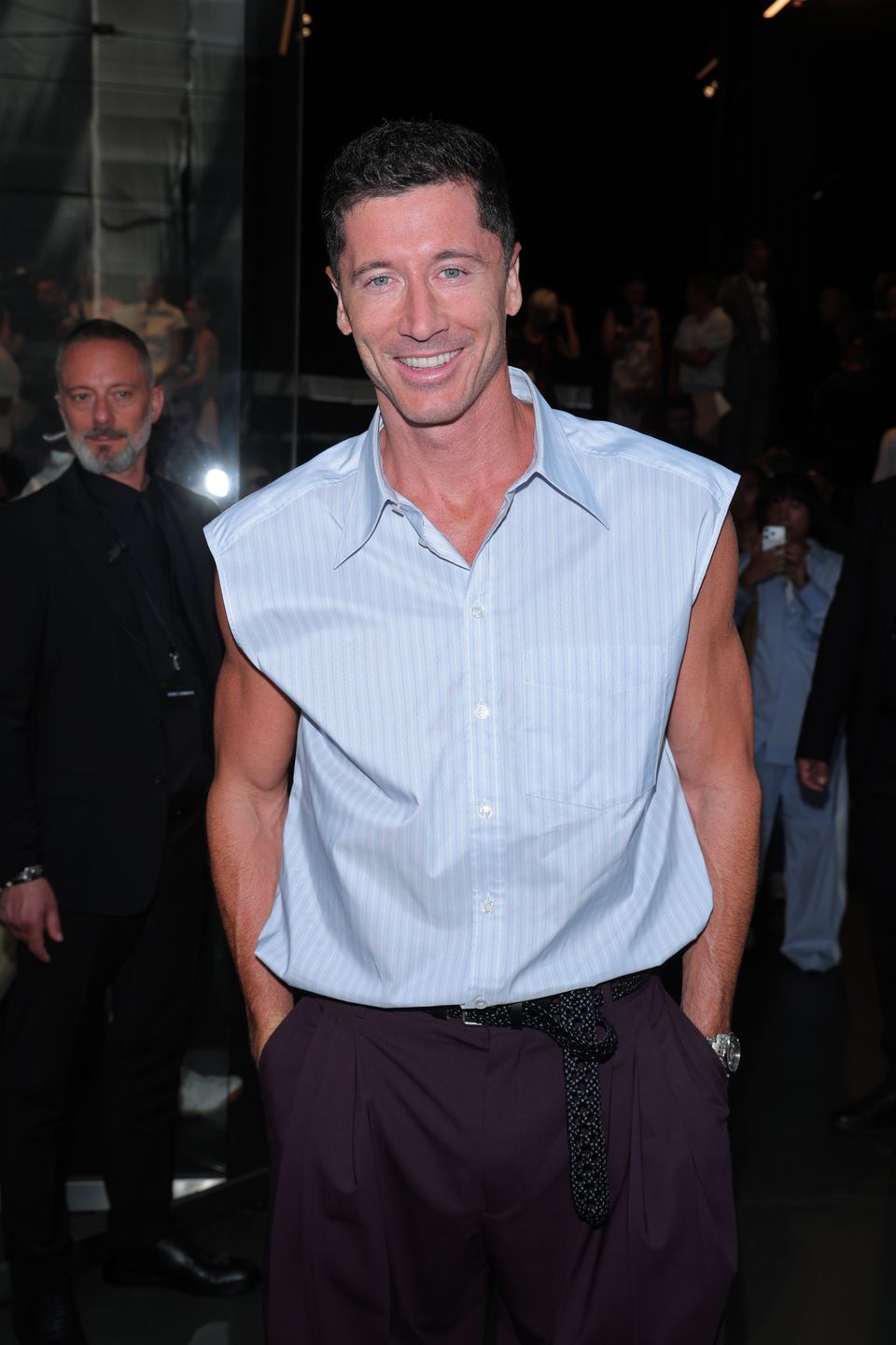 MILAN, ITALY - JUNE 20: Robert Lewandowski attends the Dolce&Gabbana fashion show during the Milan Fashion Week - Menswear Spring/Summer 2027 on June 20, 2026 in Milan, Italy. (Photo by Jacopo Raule/Getty Images)