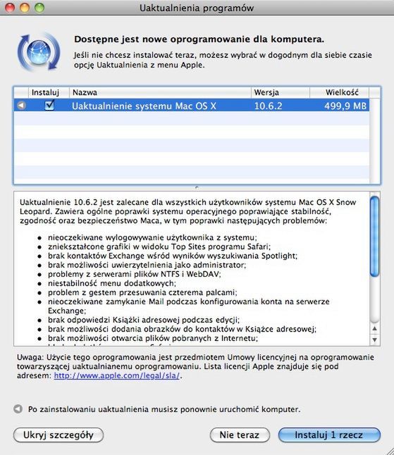 Mac OS X 10.6.2 już gotowy!
