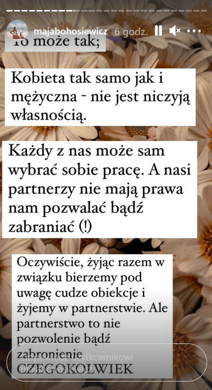 Screen z InstaStories Mai Bohosiewicz