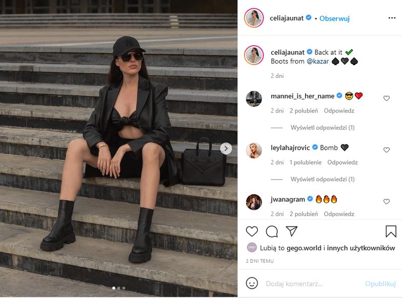 Célia Janaut w botkach z nowej kolekcji Kazar (źródło: Instagram)