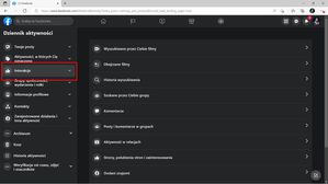 Facebook: w menu po lewej stronie wybieramy Interakcje