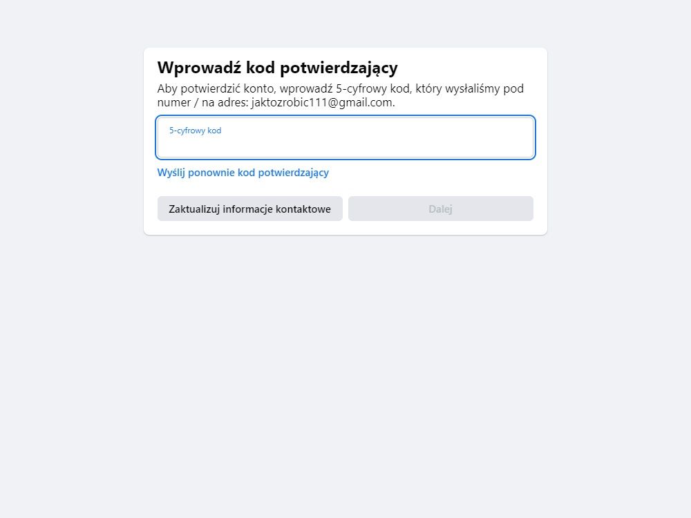 Facebook kod potwierdzający