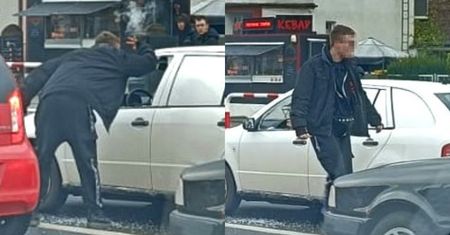 Wysiadł z auta i rozbił szybę w innym. Policja poszukuje sprawcy