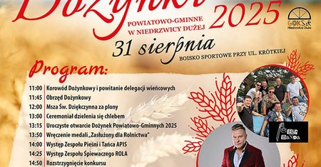 Dożynki Powiatu Lubelskiego 2025 w Niedrzwicy Dużej. Wystąpią: Budka Suflera i Jorrgus
