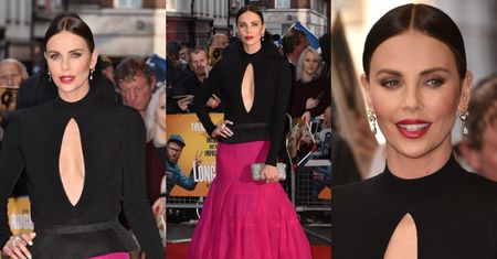 Ostrzyknięte usta Charlize Theron na londyńskiej premierze "Niedobranych"