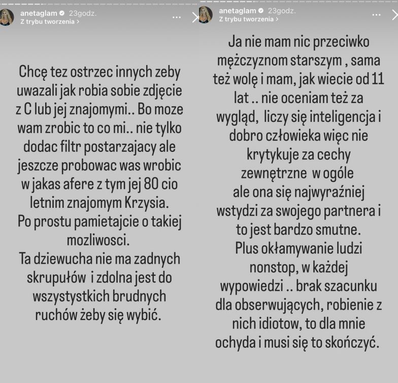 Aneta Glam uderza w Caroline Derpienski i jej ukochanego