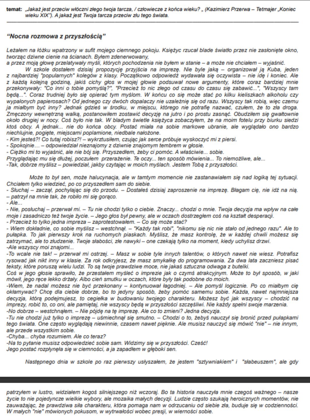 Opowiadanie napisane przez tragicznie zmarłego Mateusza