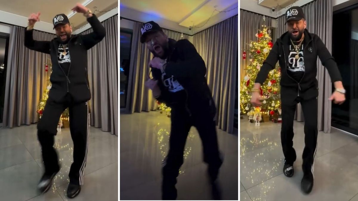 Krzysztof Rutkowski pląsa przy choince 