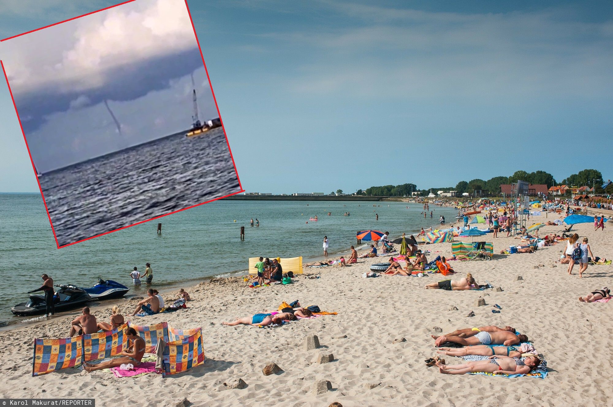 Trąba wodna nad Bałtykiem. Turyści uciekali z plaży na Helu