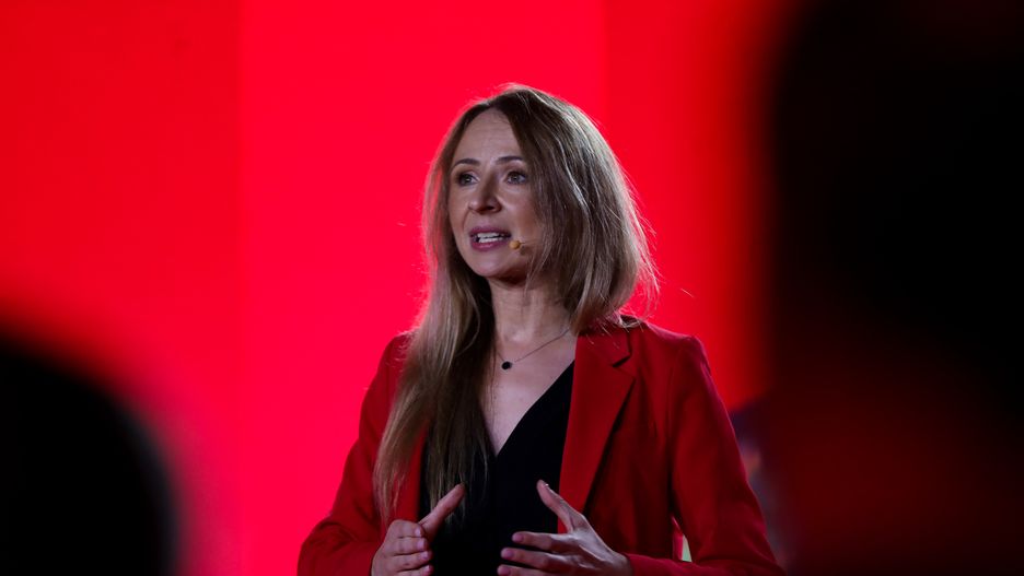 Minister Agnieszka Dziemianowicz-Bak attends the Left's convention under the slogan ''Housing is a Right, Not a Commodity'' at the Fabryczna Conference Centre in Krakow, Poland, on September 7, 2024. The Left's convention dedicated to housing takes place at the CKF13 Conference Center. During the event, the party's plans for the housing crisis in Poland are presented. The topic of social security and self-government is also raised. (Photo by Klaudia Radecka/NurPhoto via Getty Images)