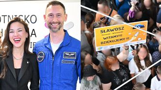 Sławosz Uznański-Wiśniewski jest już w Polsce. Na lotnisku powitała go roześmiana żona i tłum fanów