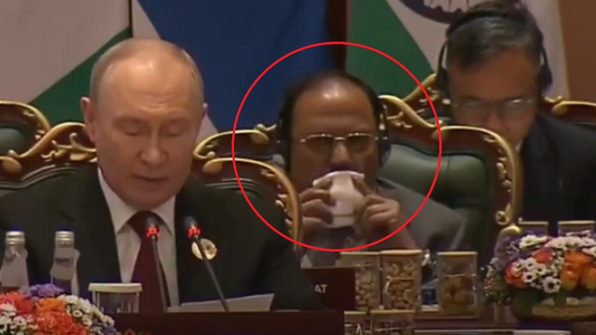 Jadł w trakcie wystąpienia Putina.