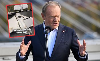 "Tak skończy każdy". Tusk pokazał szczątki rosyjskich dronów