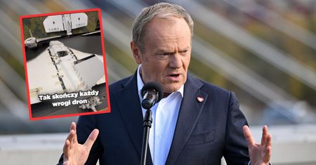 "Tak skończy każdy". Tusk pokazał szczątki rosyjskich dronów