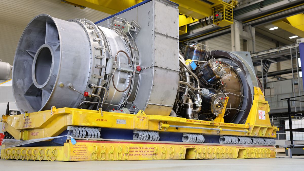 MUELHEIM AN DER RUHR, GERMANY - AUGUST 03: The Siemens gas turbine intended for the Nord Stream 1 gas pipeline in Russia is pictured at a Siemens Energy facility on August 03, 2022 in Muelheim an der Ruhr, Germany. The turbine underwent maintenance in Canada and was supposed to already be delivered to Russia for installation back into the pipeline, but Russian energy company Gazprom has so far refused to accept the repaired turbine, citing insufficient documentation. German authorities have refuted Gazprom's claim and say the Russian government is stalling. Russia is still supplying gas to Germany via Nord Stream 1, albeit at a much reduced flow. The two countries are at odds over the ongoing Russian war in Ukraine. (Photo by Andreas Rentz/Getty Images)