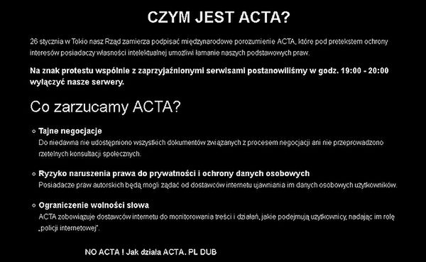 Resort kultury ujawnił instrukcje negocjacyjne ws. ACTA
