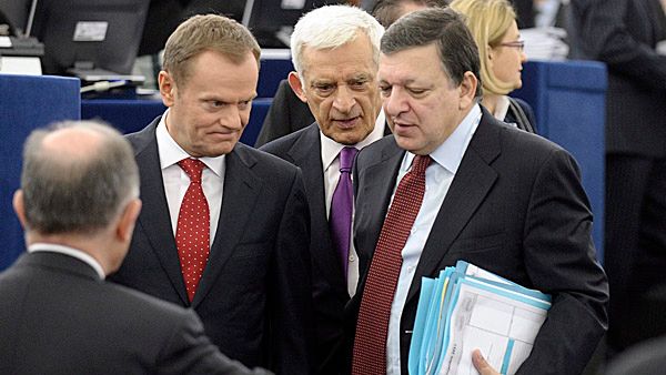 Donald Tusk, Jerzy Buzek i Jose Manuel Barroso