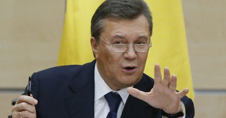 Konferencja prasowa byłego prezydenta Ukrainy Wiktora Janukowycza
